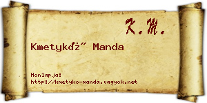 Kmetykó Manda névjegykártya